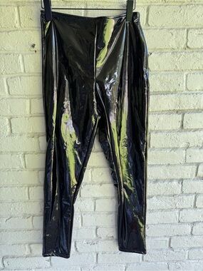 12thTribe Black Patent Vinyl High-Waist Leggings Sz L NWOT